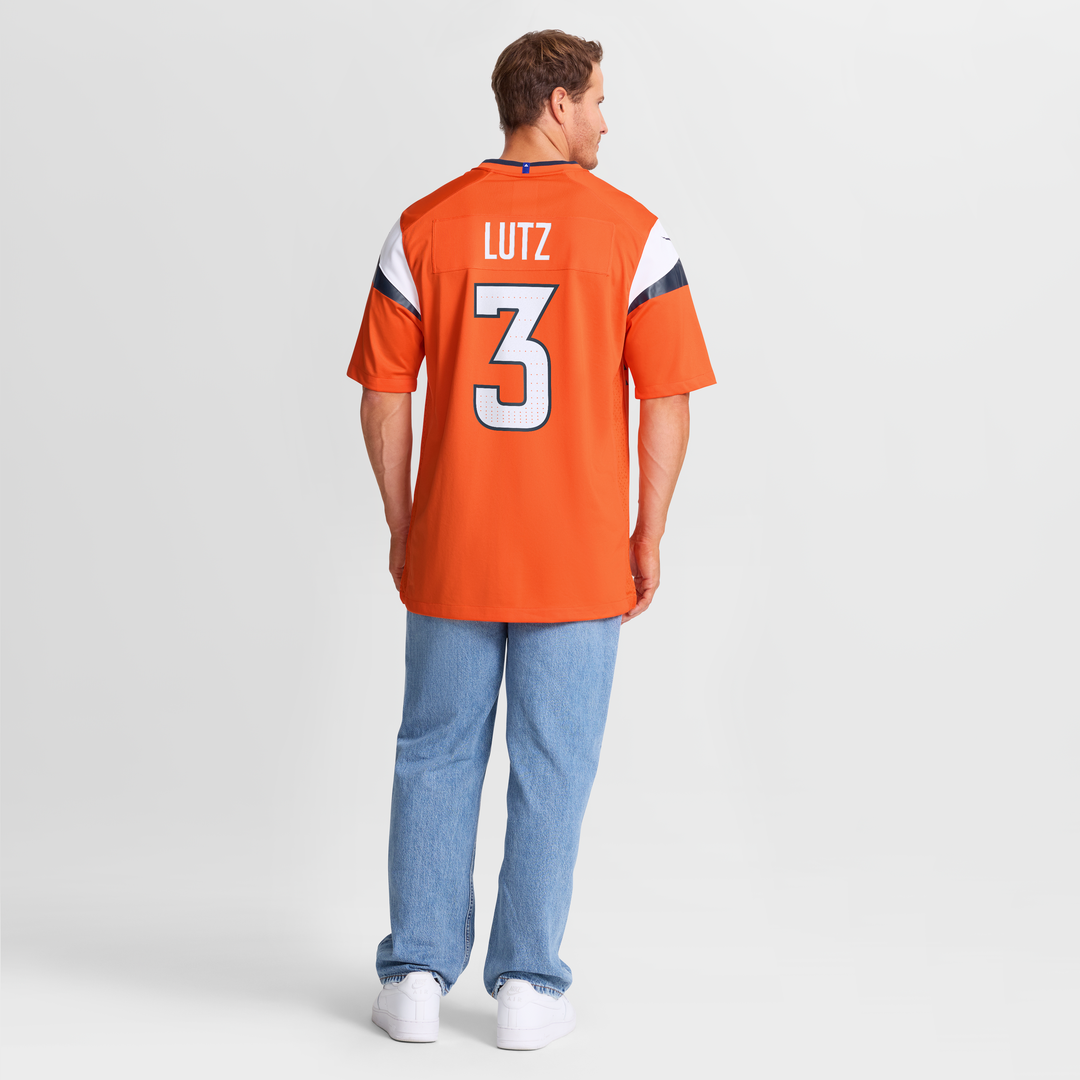 Denver Broncos Wil Lutz Nike Orange Team Game Jersey product image 8, provided for visual reference and product detail review