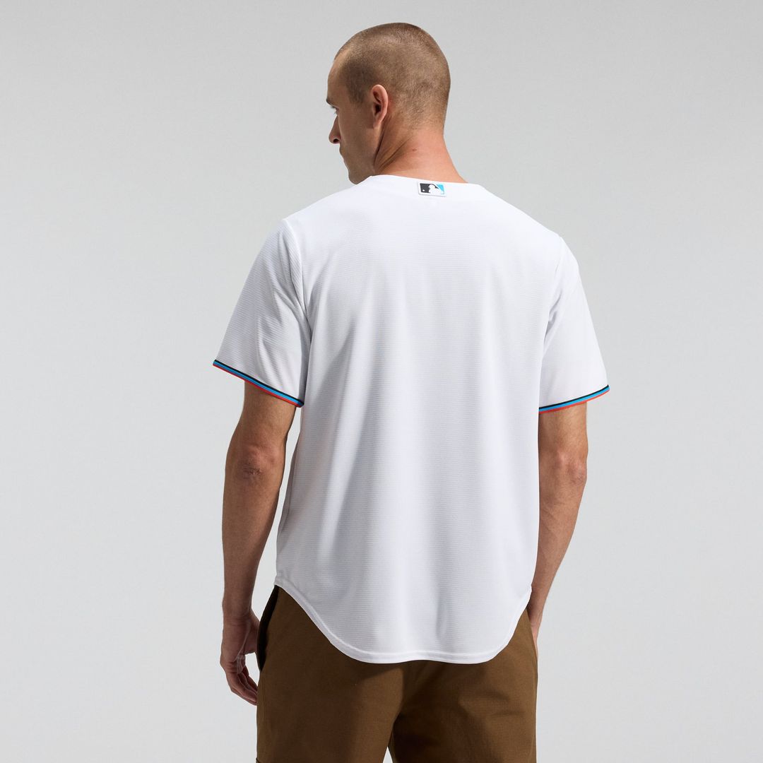 Miami Marlins Nike White Home Replica Team Jersey product image 2, provided for visual reference and product detail review
