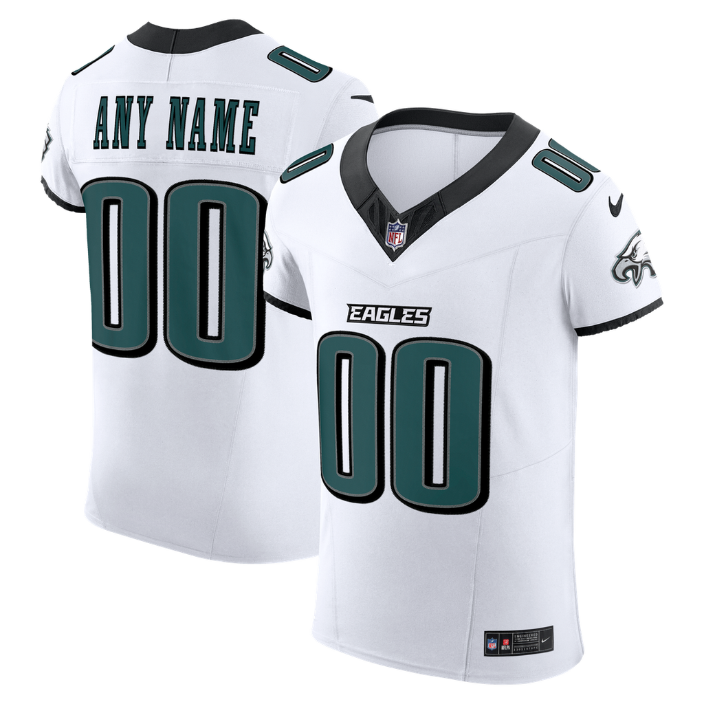 Philadelphia Eagles Nike White Vapor F.U.S.E. Elite Custom Jersey product image 1, provided for visual reference and product