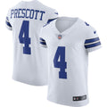 Dallas Cowboys Dak Prescott Nike White Vapor Elite Player Jersey product image 1, provided for visual reference and product