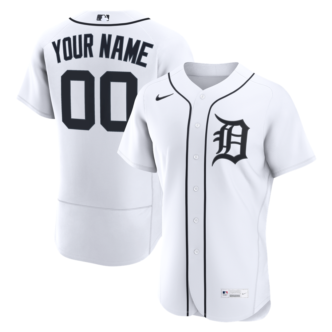 Detroit Tigers Nike White Home Authentic Custom Jersey product image 1, provided for visual reference and product detail