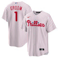 Philadelphia Phillies Nike White #1 Groom Home Replica Jersey product image 1, provided for visual reference and product