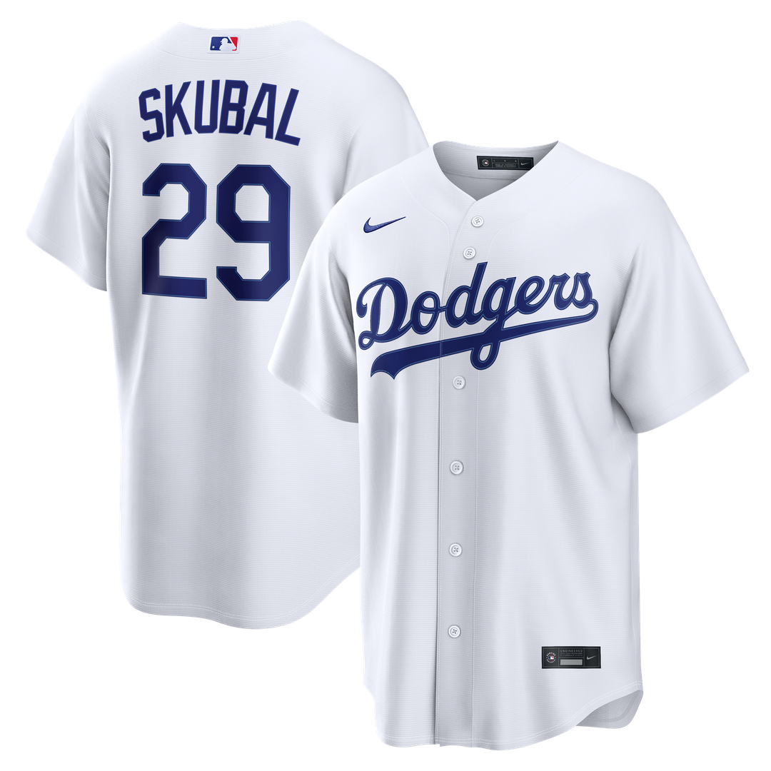 Los Angeles Dodgers Tarik Skubal Nike White Home Replica Jersey product image 1, provided for visual reference and product