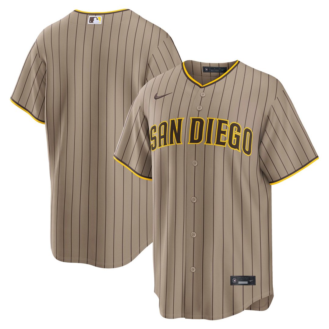 San Diego Padres Nike Sand Alternate Replica Jersey product image 1, provided for visual reference and product detail review