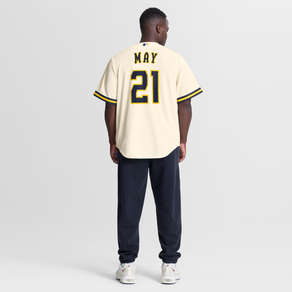 Milwaukee Brewers Dustin May Nike Cream Home Replica Jersey product image 3, provided for visual reference and product