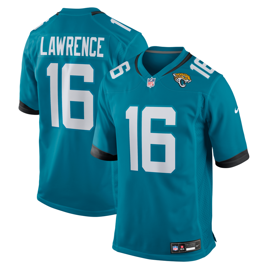 Jacksonville Jaguars Trevor Lawrence Nike Teal Game Jersey product image 1, provided for visual reference and product detail