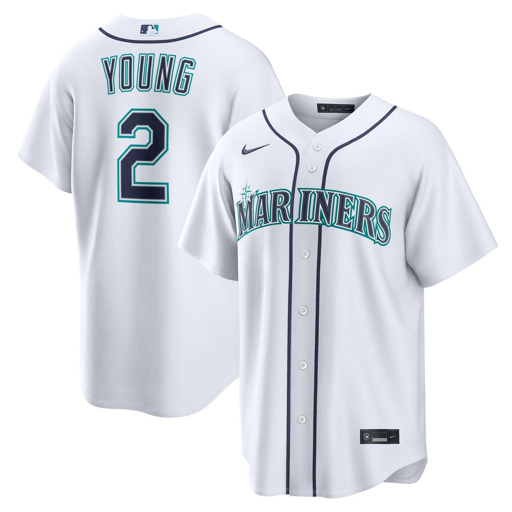 Seattle Mariners Cole Young Nike White Home Replica Jersey product image 1, provided for visual reference and product detail