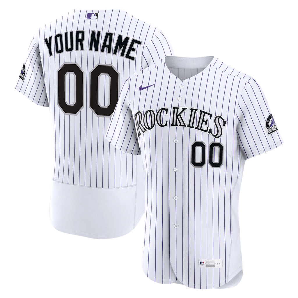Colorado Rockies Nike White Home Authentic Custom Jersey product image 1, provided for visual reference and product detail