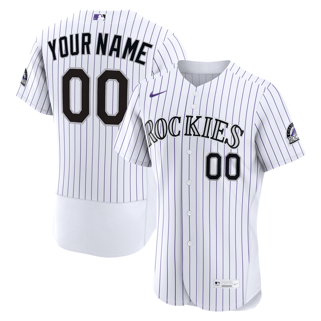 Colorado Rockies Nike White Home Authentic Custom Jersey product image 1, provided for visual reference and product detail
