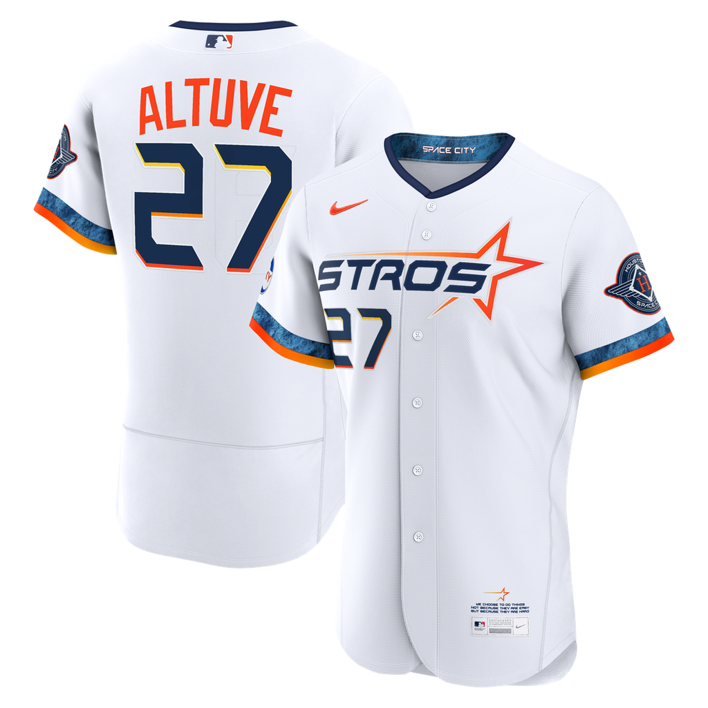 Houston Astros Jose Altuve Nike White City Connect Authentic Sponsor Patch Jersey product image 1, provided for visual