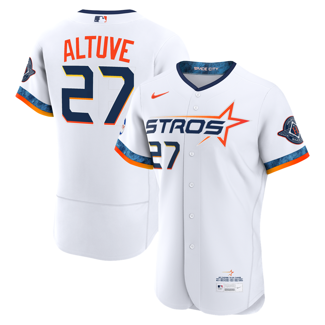 Houston Astros Jose Altuve Nike White City Connect Authentic Sponsor Patch Jersey product image 1, provided for visual