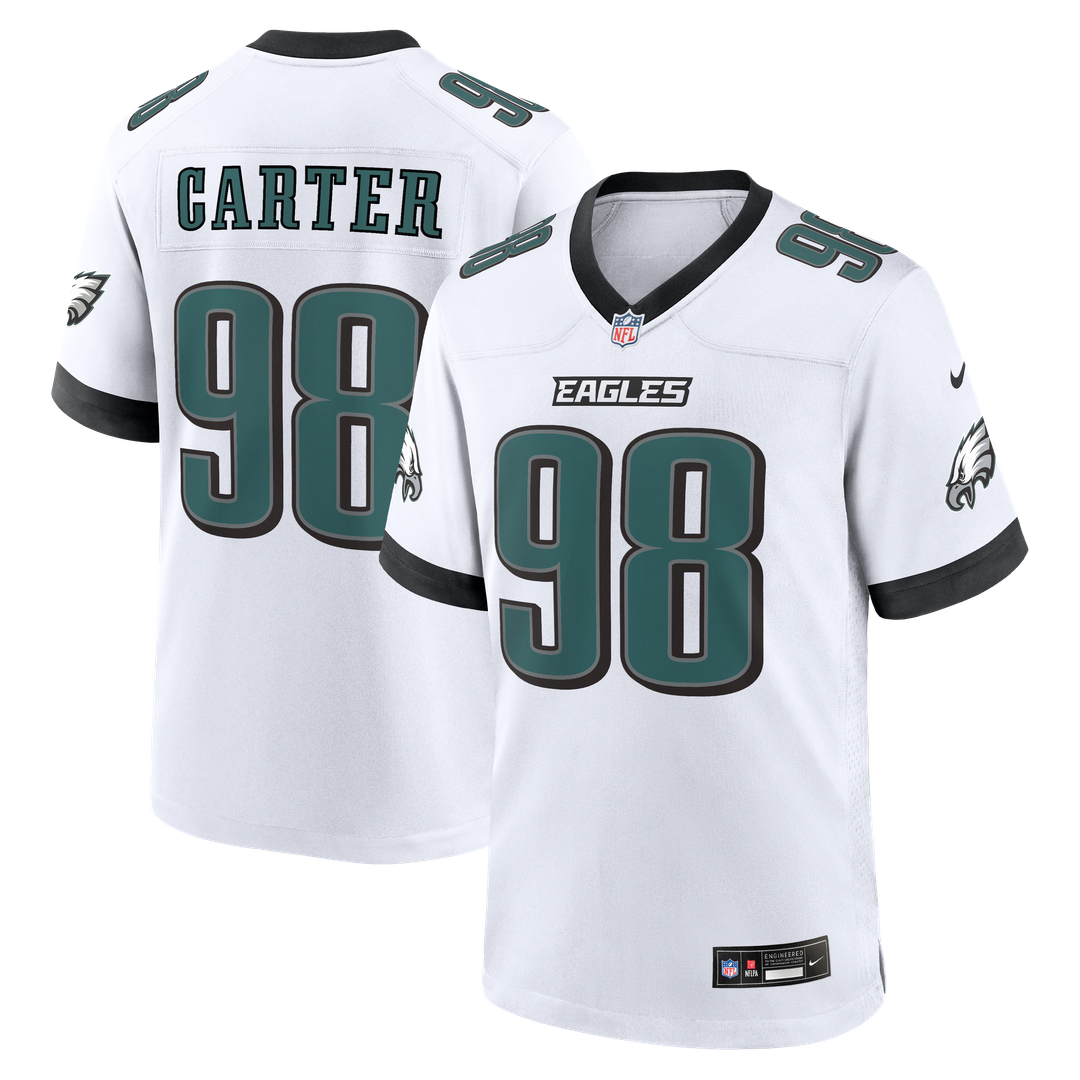 Philadelphia Eagles Jalen Carter Nike White Game Jersey product image 1, provided for visual reference and product detail