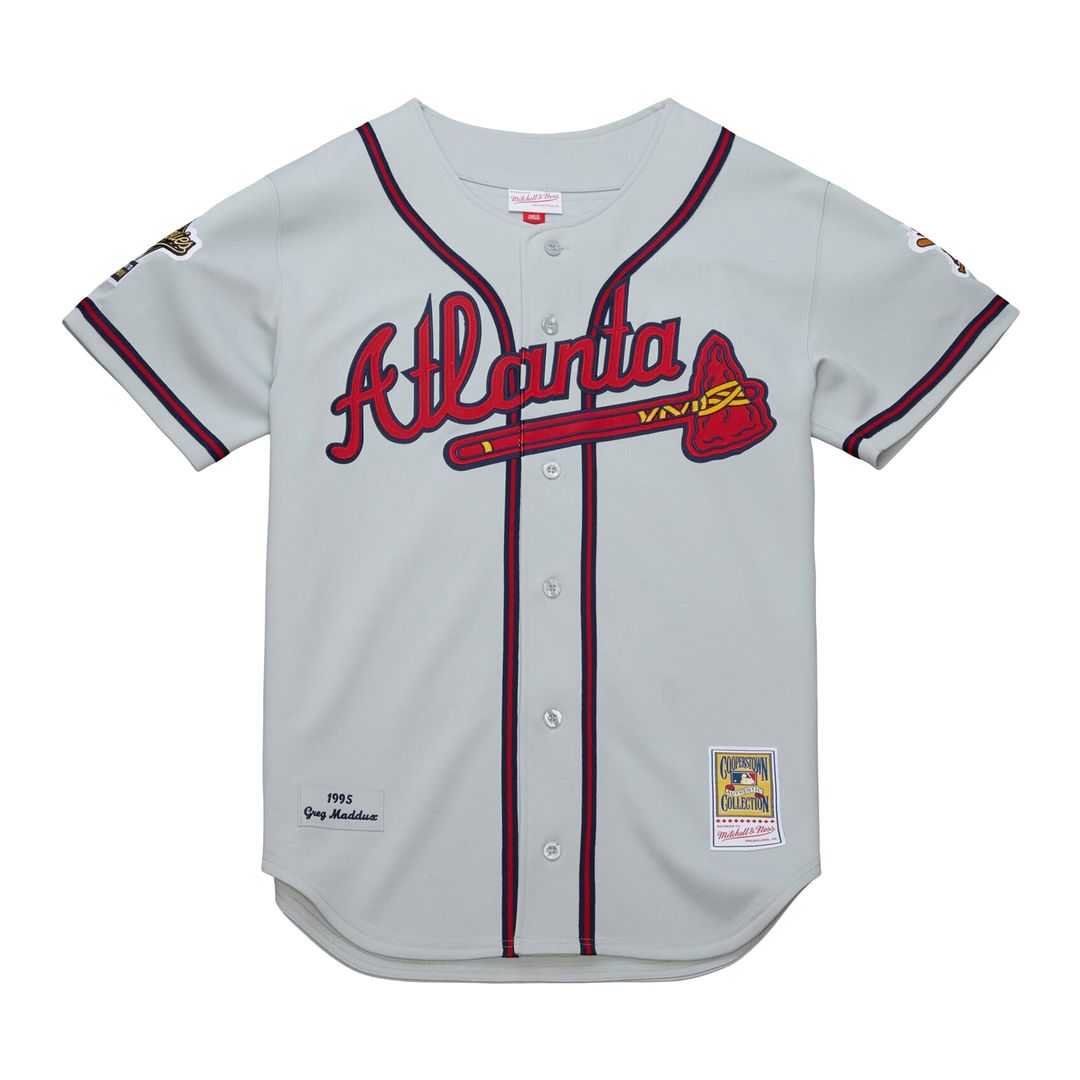 Atlanta Braves Greg Maddux Mitchell & Ness Gray 1995 Throwback Authentic Jersey product image 2, provided for visual
