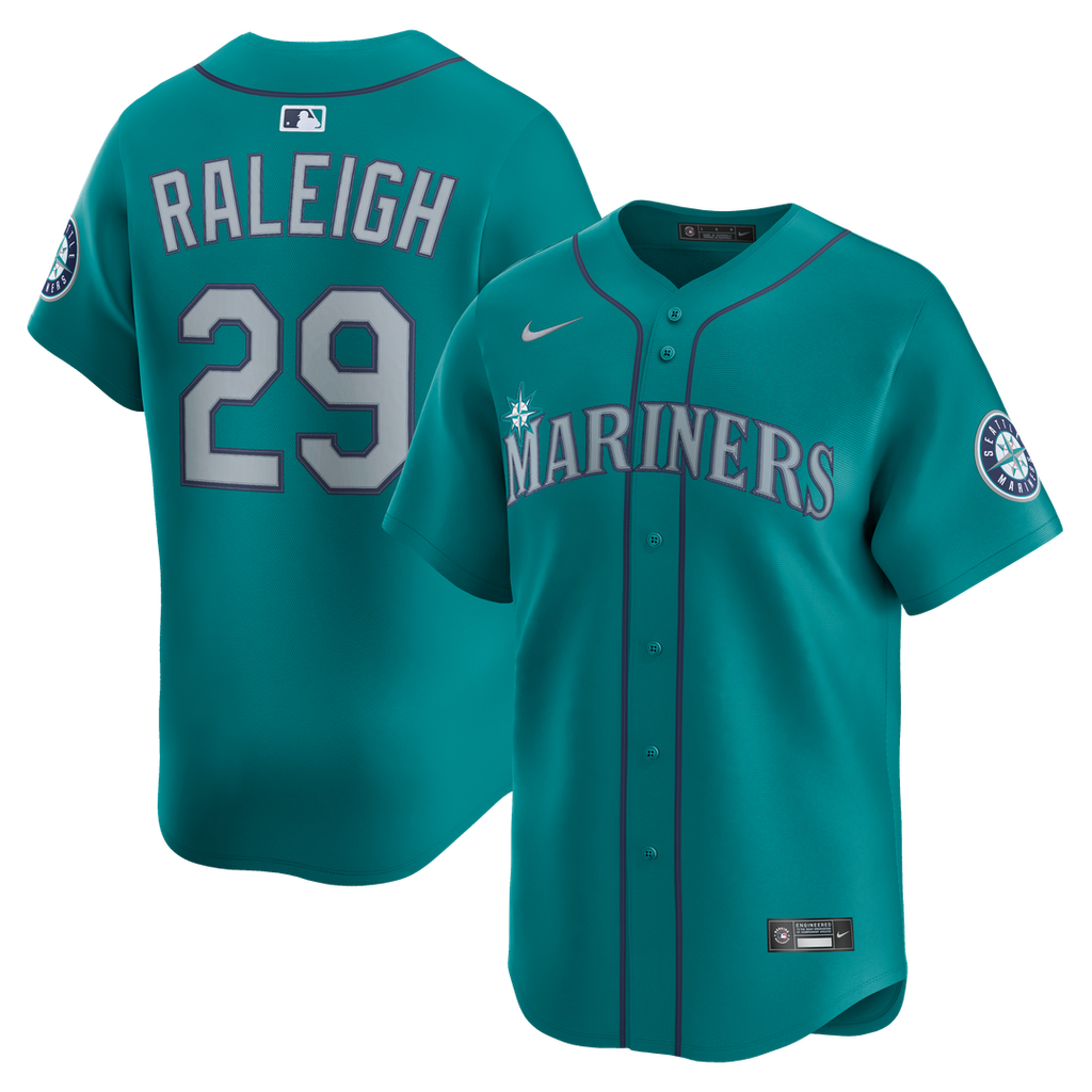 Seattle Mariners Cal Raleigh Nike Teal Alternate Limited Jersey product image 1, provided for visual reference and product