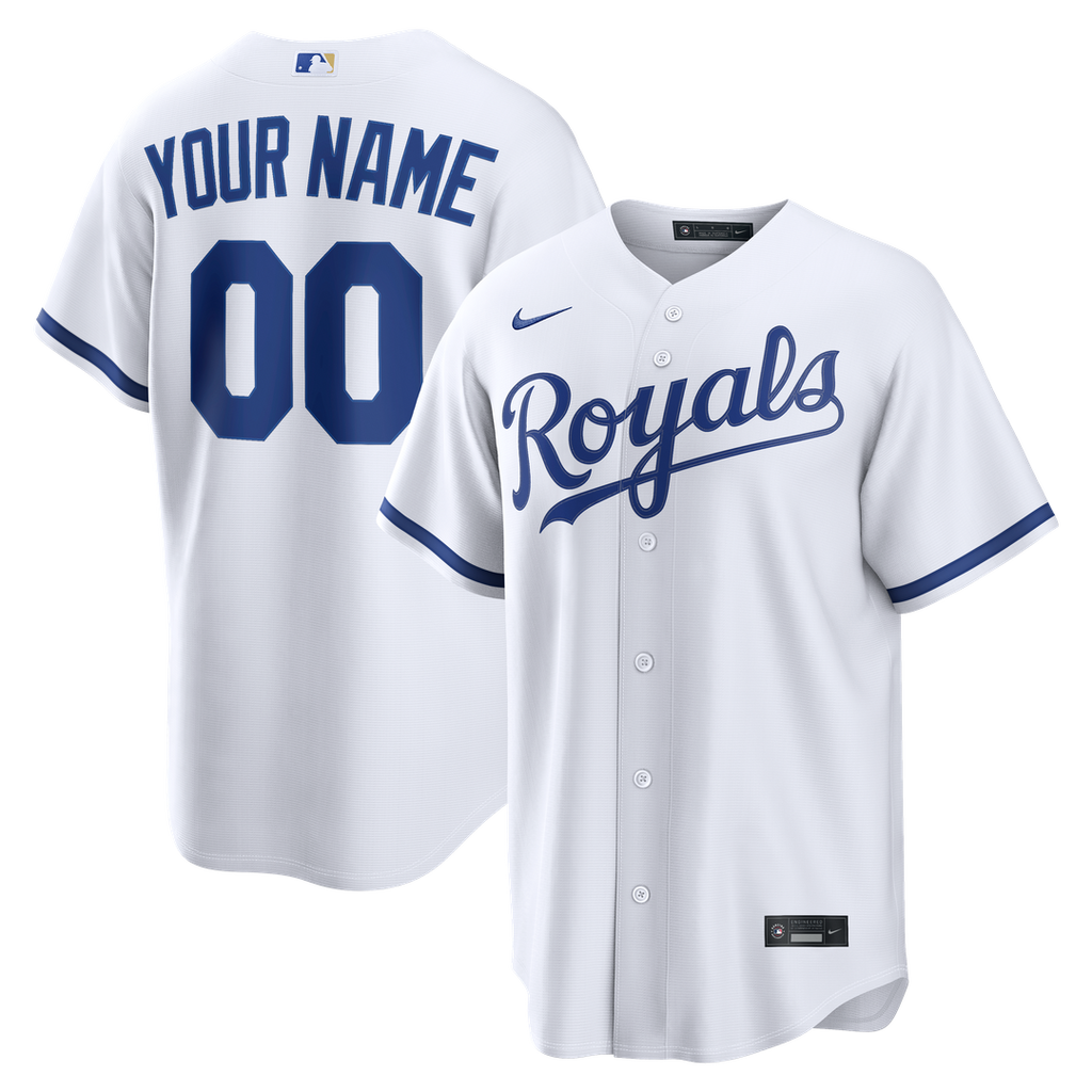 Kansas City Royals Nike White Home Replica Custom Jersey product image 1, provided for visual reference and product detail