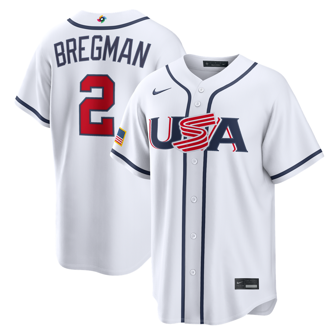 USA Baseball Alex Bregman Nike White 2026 World Baseball Classic Home Stadium Jersey product image 4, provided for visual