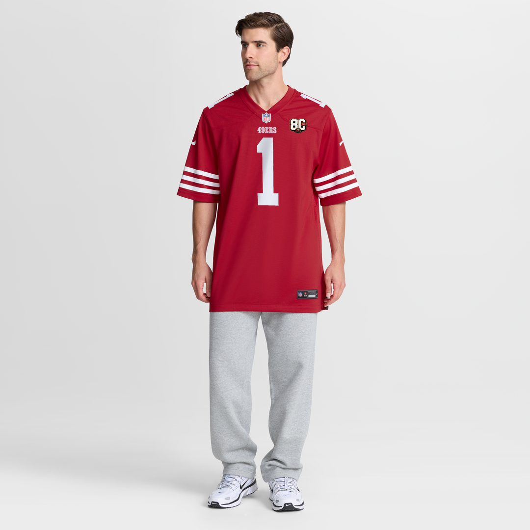 San Francisco 49ers Ricky Pearsall Nike Scarlet 80th Anniversary Game Jersey product image 4, provided for visual reference