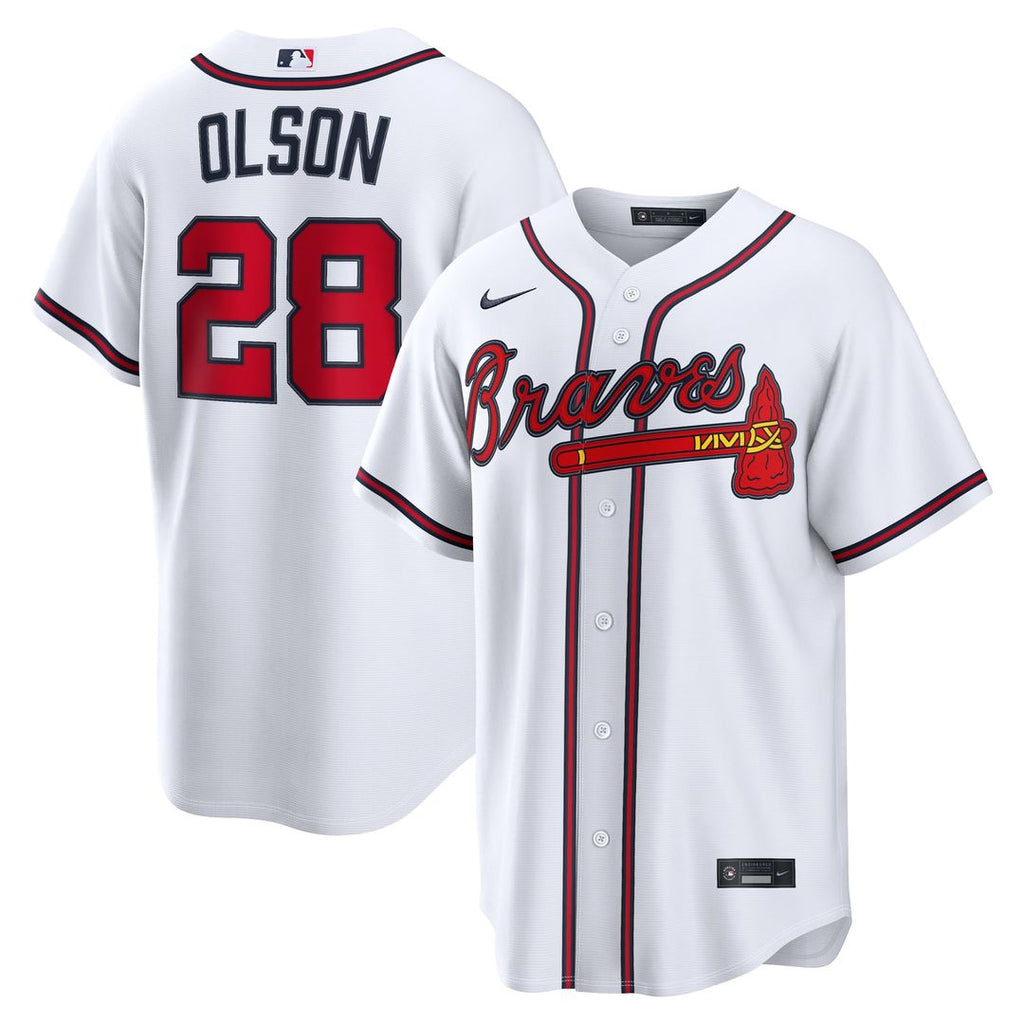 Atlanta Braves Matt Olson Nike White Home Replica Jersey product image 1, provided for visual reference and product detail