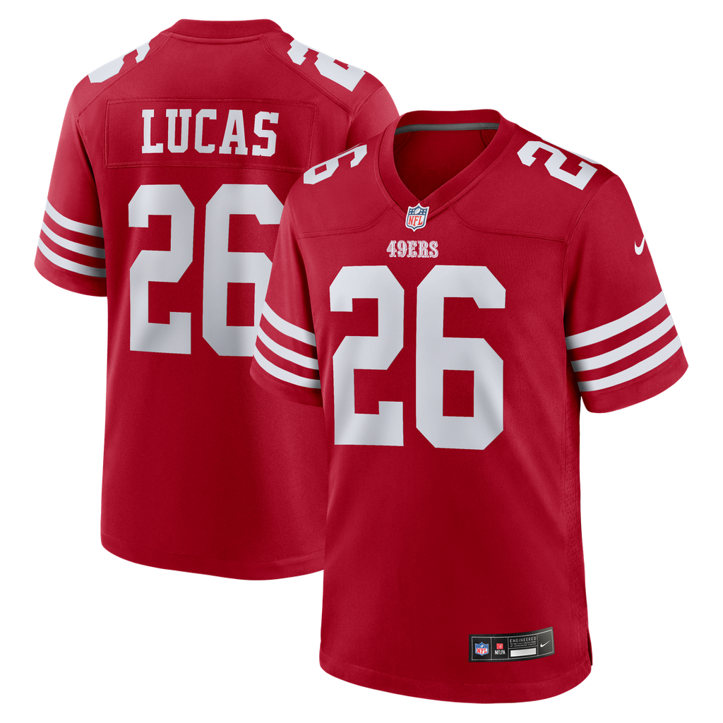 San Francisco 49ers Chase Lucas Nike Scarlet Team Game Jersey product image 1, provided for visual reference and product