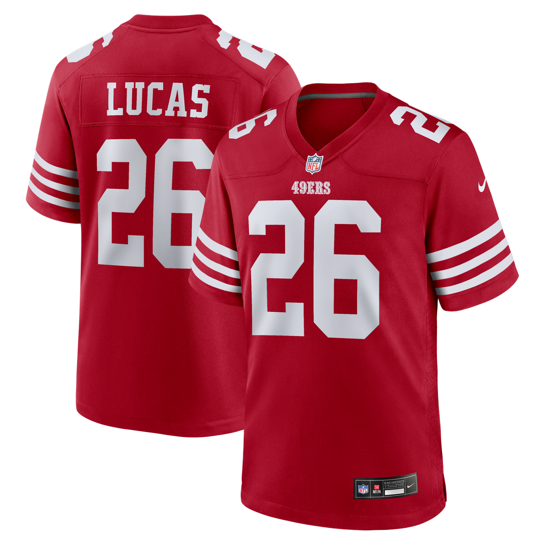 San Francisco 49ers Chase Lucas Nike Scarlet Team Game Jersey product image 1, provided for visual reference and product