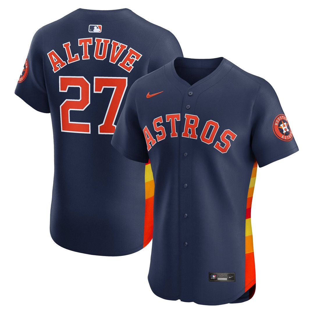 Houston Astros Jose Altuve Nike Navy Alternate 2 Elite Player Jersey product image 1, provided for visual reference and