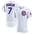 Chicago Cubs Dansby Swanson Nike White Home Authentic Jersey product image 1, provided for visual reference and product