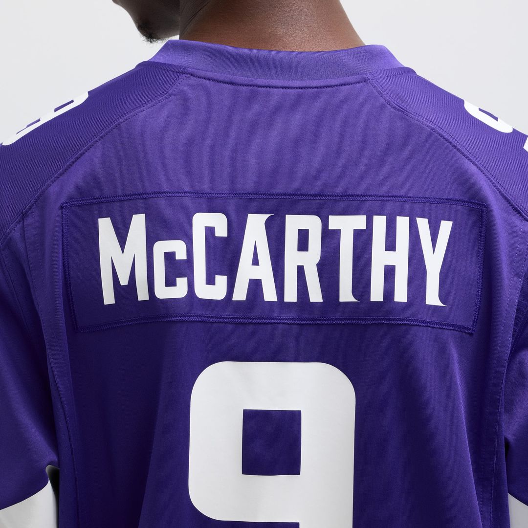 Minnesota Vikings J.J. McCarthy Nike White Alternate Game Player Jersey product image 14, provided for visual reference and