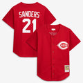 Cincinnati Reds Deion Sanders Mitchell & Ness Red Cooperstown Mesh Batting Practice Button-Up Jersey product image 1,
