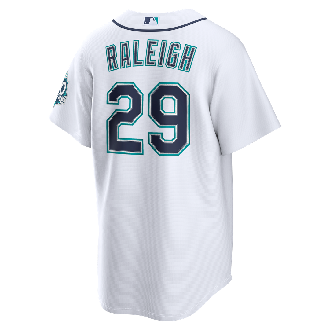 Seattle Mariners Cal Raleigh Nike White Home Stadium 50th Season Patch Jersey product image 3, provided for visual reference