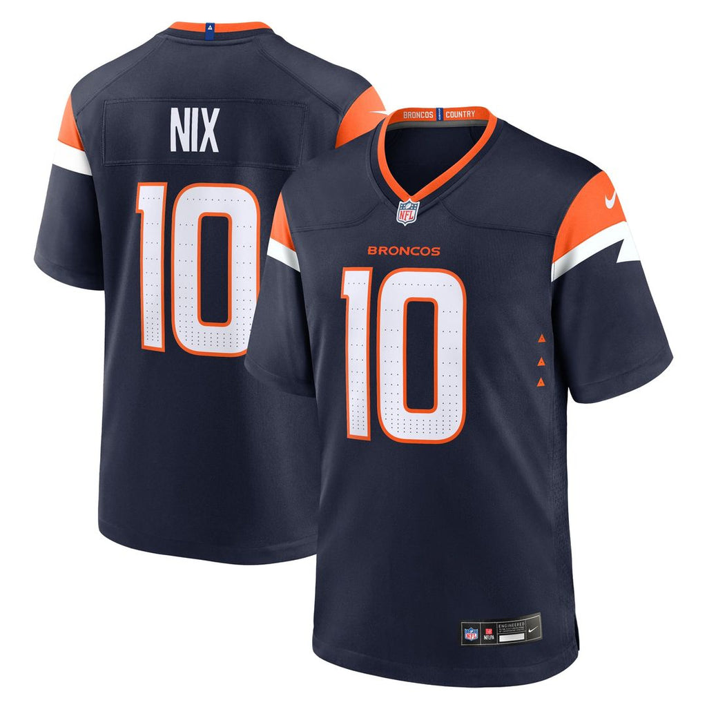 Denver Broncos Bo Nix Nike Orange Player Game Jersey product image 21, provided for visual reference and product detail