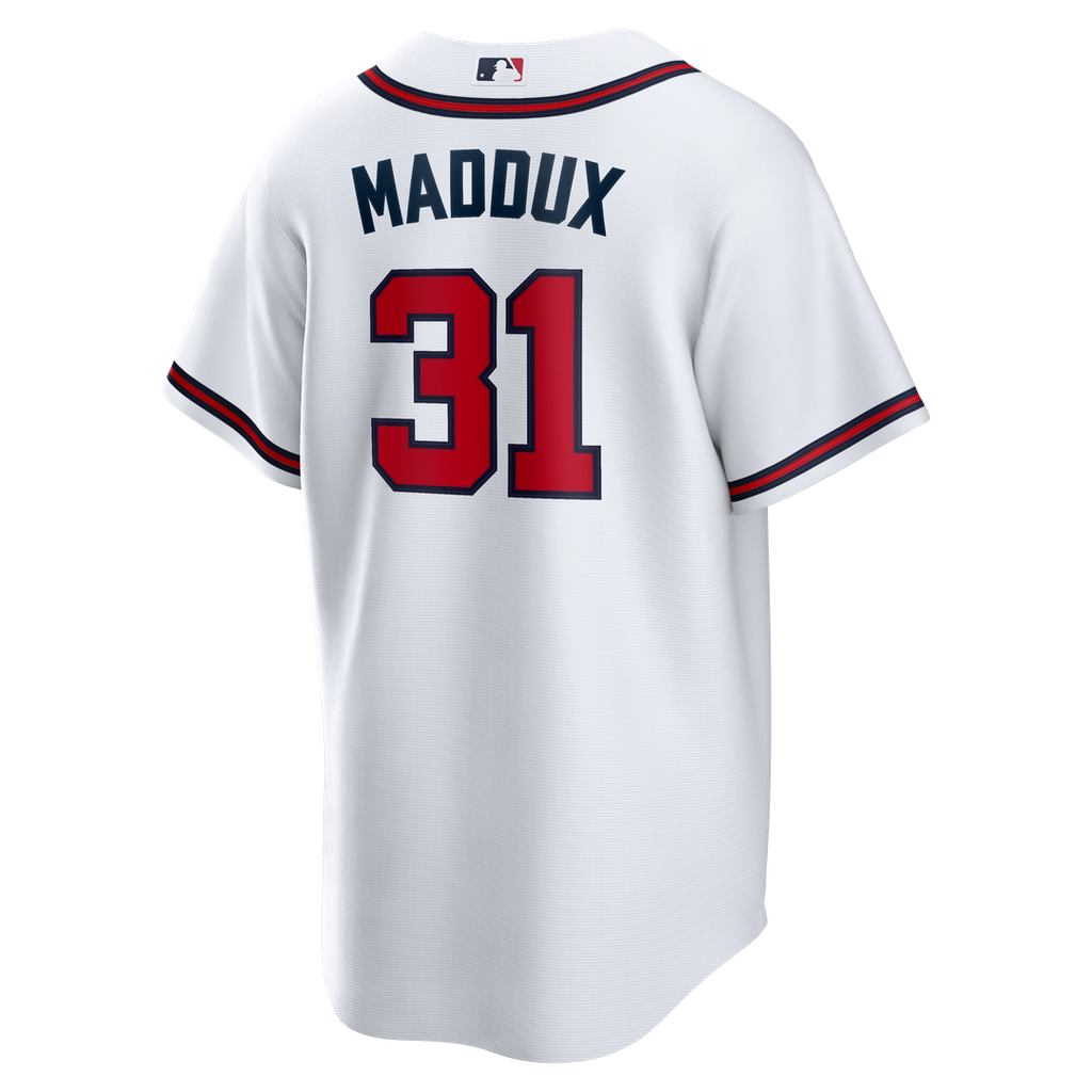 Atlanta Braves Greg Maddux Nike White Home Retired Player Replica Jersey product image 3, provided for visual reference and