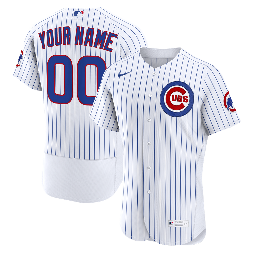 Chicago Cubs Nike White Home Authentic Custom Jersey product image 1, provided for visual reference and product detail review