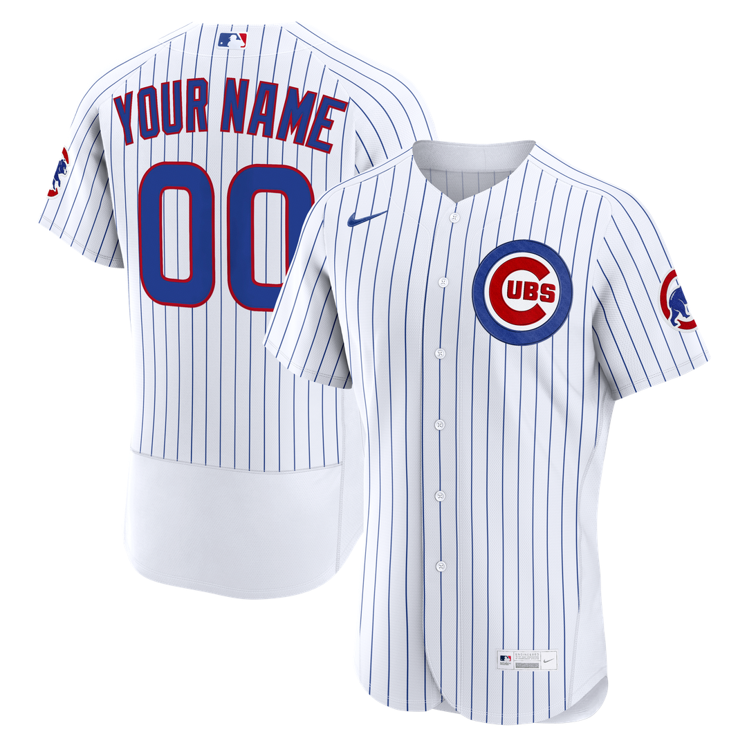Chicago Cubs Nike White Home Authentic Custom Jersey product image 1, provided for visual reference and product detail review