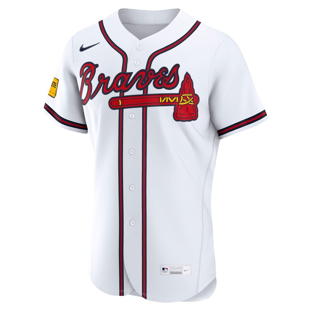 Atlanta Braves Nike White Home Sponsor Patch Authentic Jersey product image 2, provided for visual reference and product