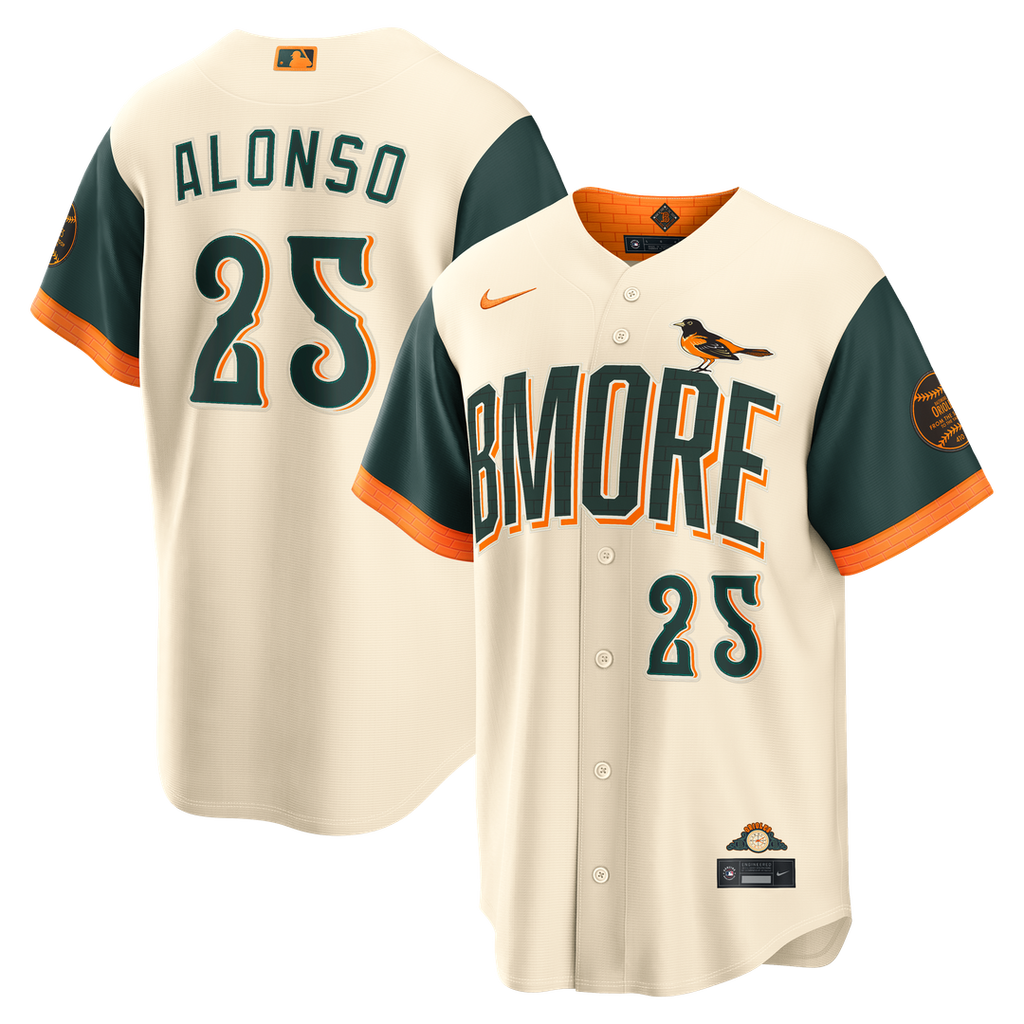 Baltimore Orioles Pete Alonso Nike Cream 2026 City Connect Stadium Jersey product image 1, provided for visual reference and