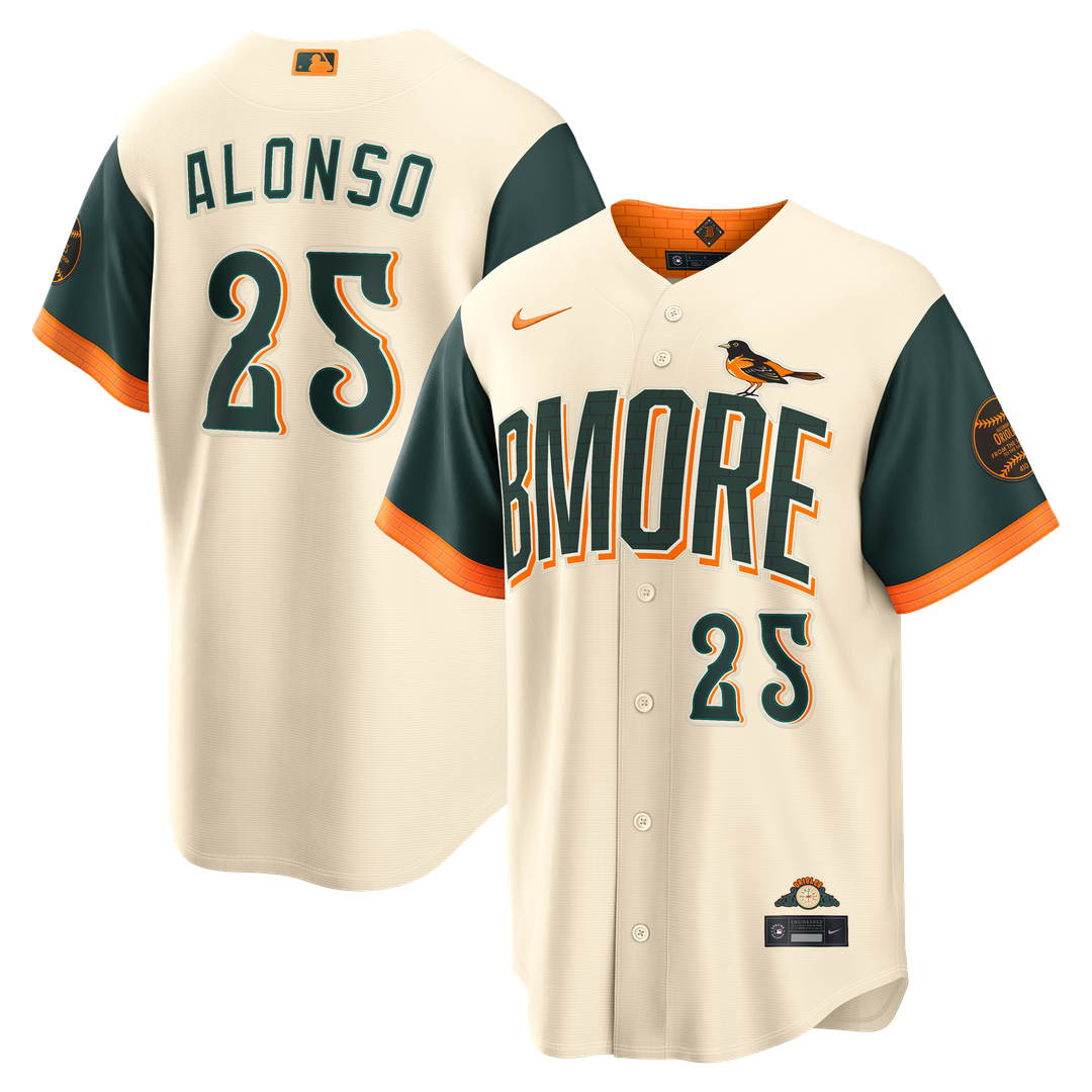 Baltimore Orioles Pete Alonso Nike Cream 2026 City Connect Stadium Jersey product image 1, provided for visual reference and