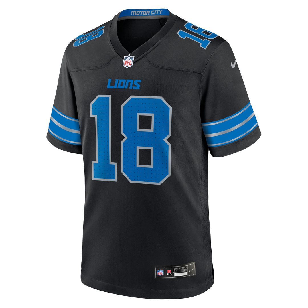 Detroit Lions Isaac TeSlaa Nike Black Alternate Game Player Jersey product image 8, provided for visual reference and