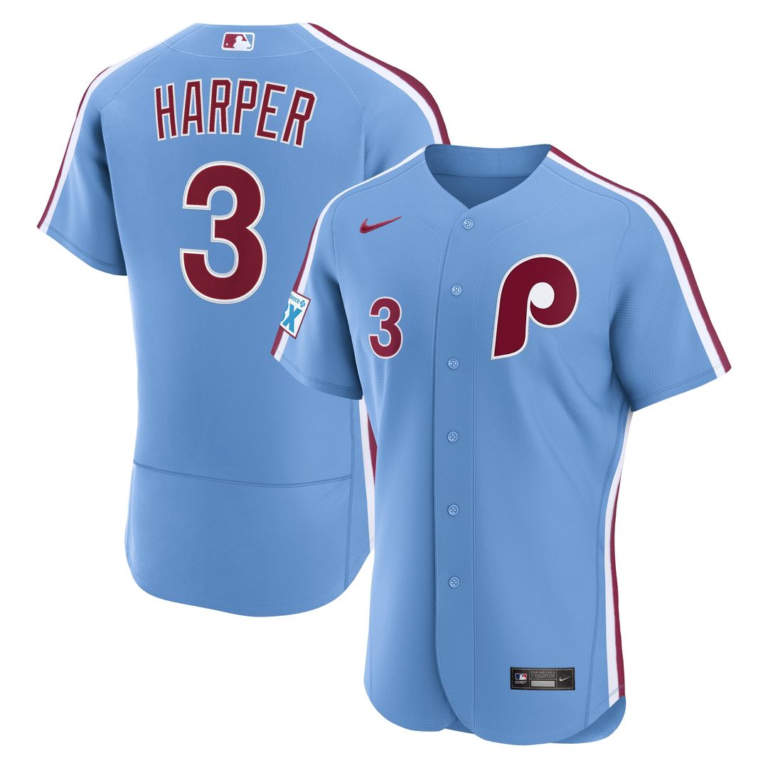 Philadelphia Phillies Bryce Harper Nike White Home Authentic Sponsor Patch Jersey product image 7, provided for visual