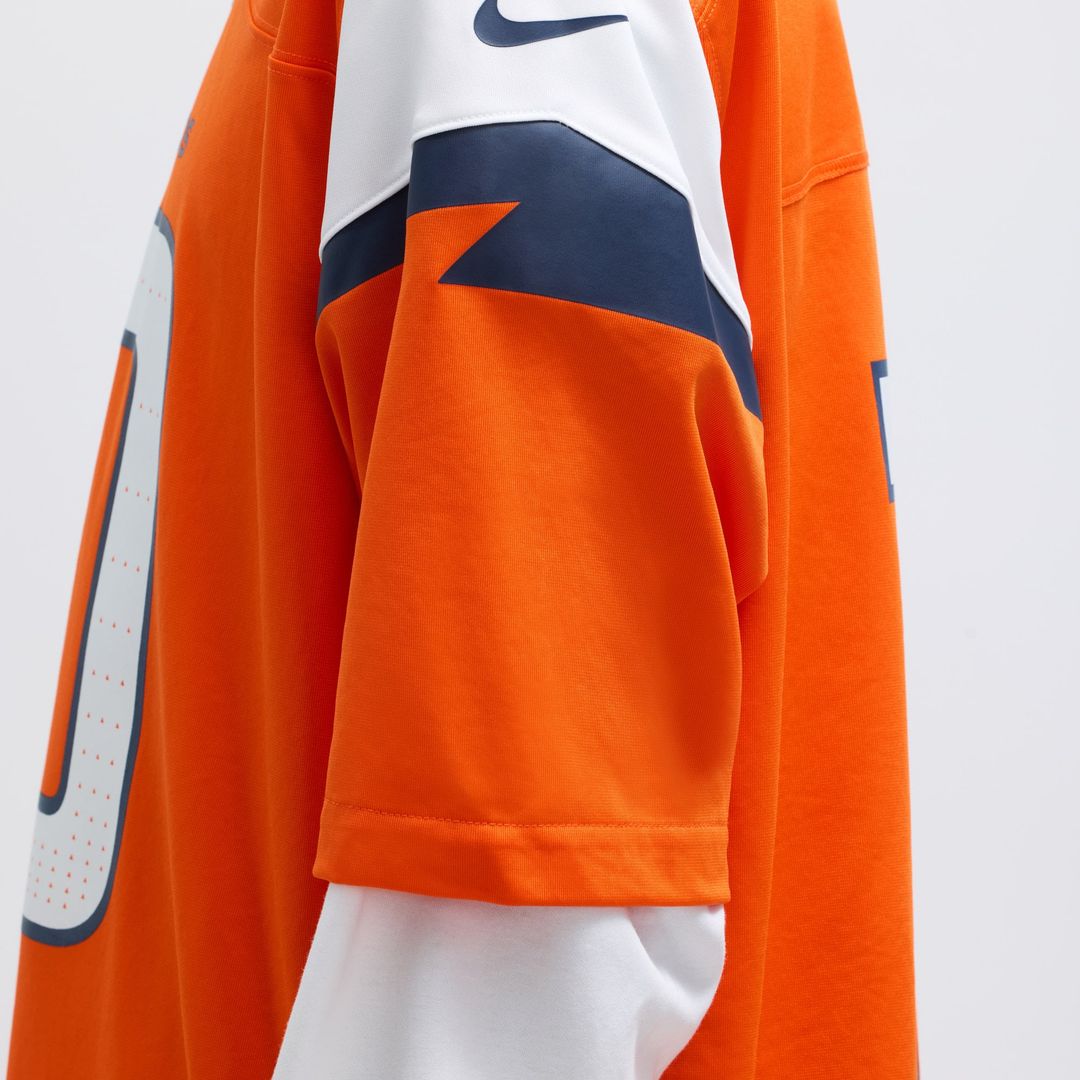 Denver Broncos Bo Nix Nike Orange Player Game Jersey product image 20, provided for visual reference and product detail