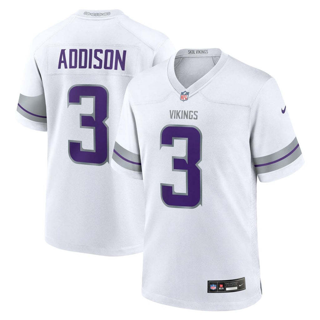 Minnesota Vikings Jordan Addison Nike White Alternate Game Player Jersey product image 4, provided for visual reference and