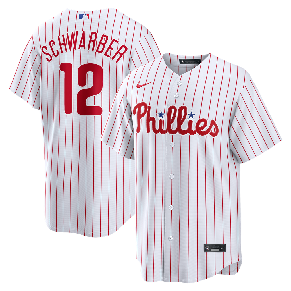 Philadelphia Phillies Kyle Schwarber Nike White Home Replica Jersey product image 1, provided for visual reference and