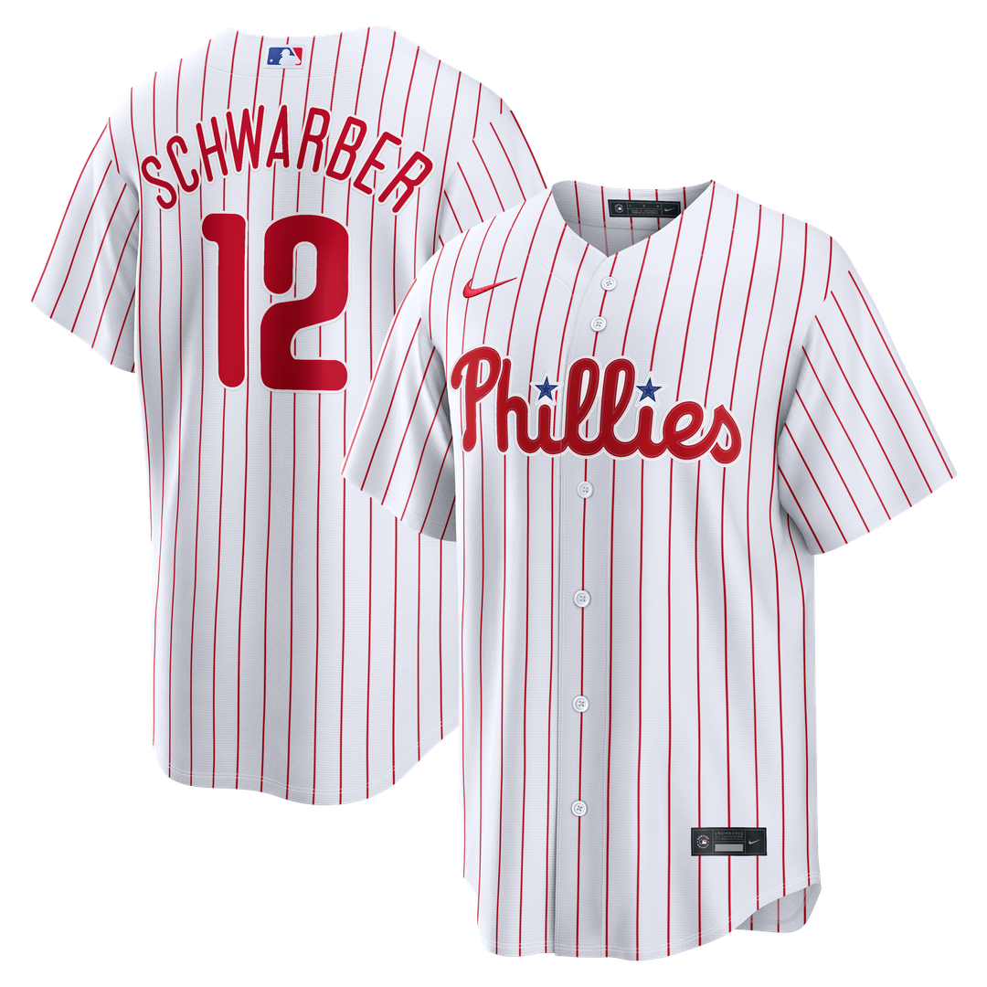 Philadelphia Phillies Kyle Schwarber Nike White Home Replica Jersey product image 1, provided for visual reference and