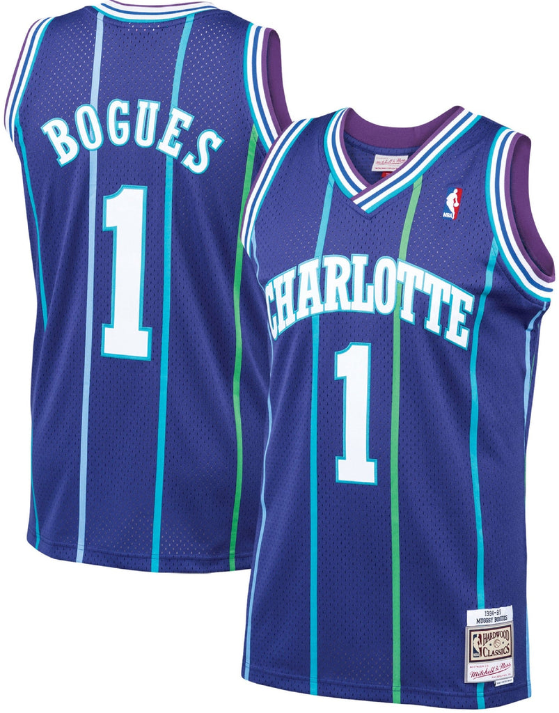 Charlotte Hornets Muggsy Bogues Purple 1994-95 Hardwood Classics Swingman Jersey product image 1, provided for visual