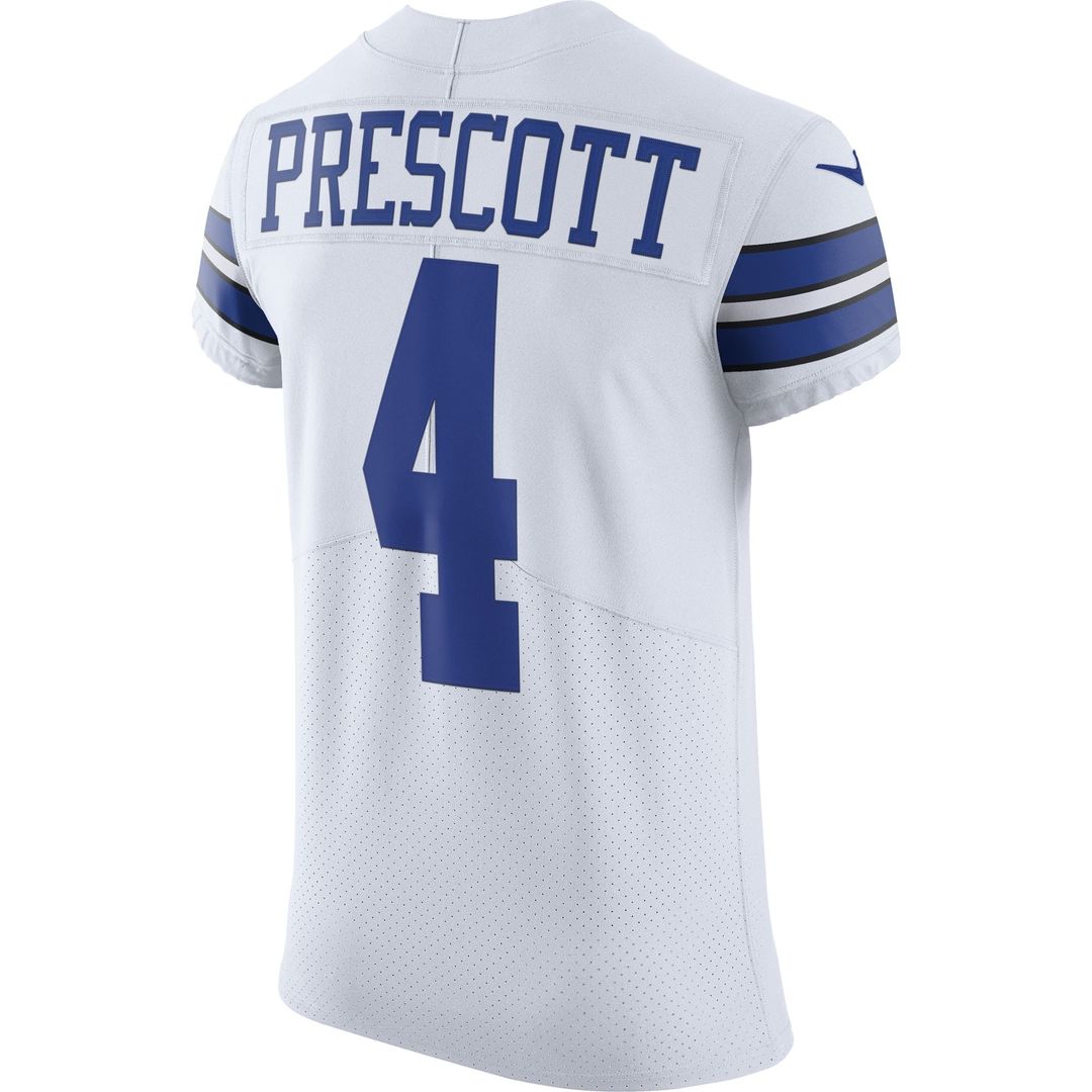 Dallas Cowboys Dak Prescott Nike White Vapor Elite Player Jersey product image 6, provided for visual reference and product
