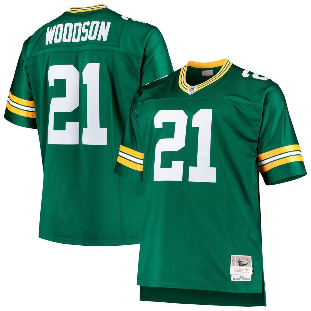 Green Bay Packers Charles Woodson Mitchell & Ness Green Big & Tall 2010 Retired Player Replica Jersey product image 1,