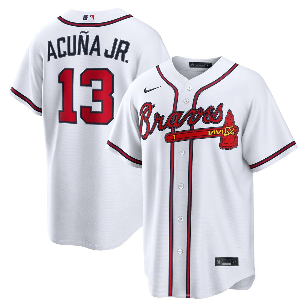 Atlanta Braves Ronald Acuña Jr. Nike White Home Replica Jersey product image 1, provided for visual reference and product