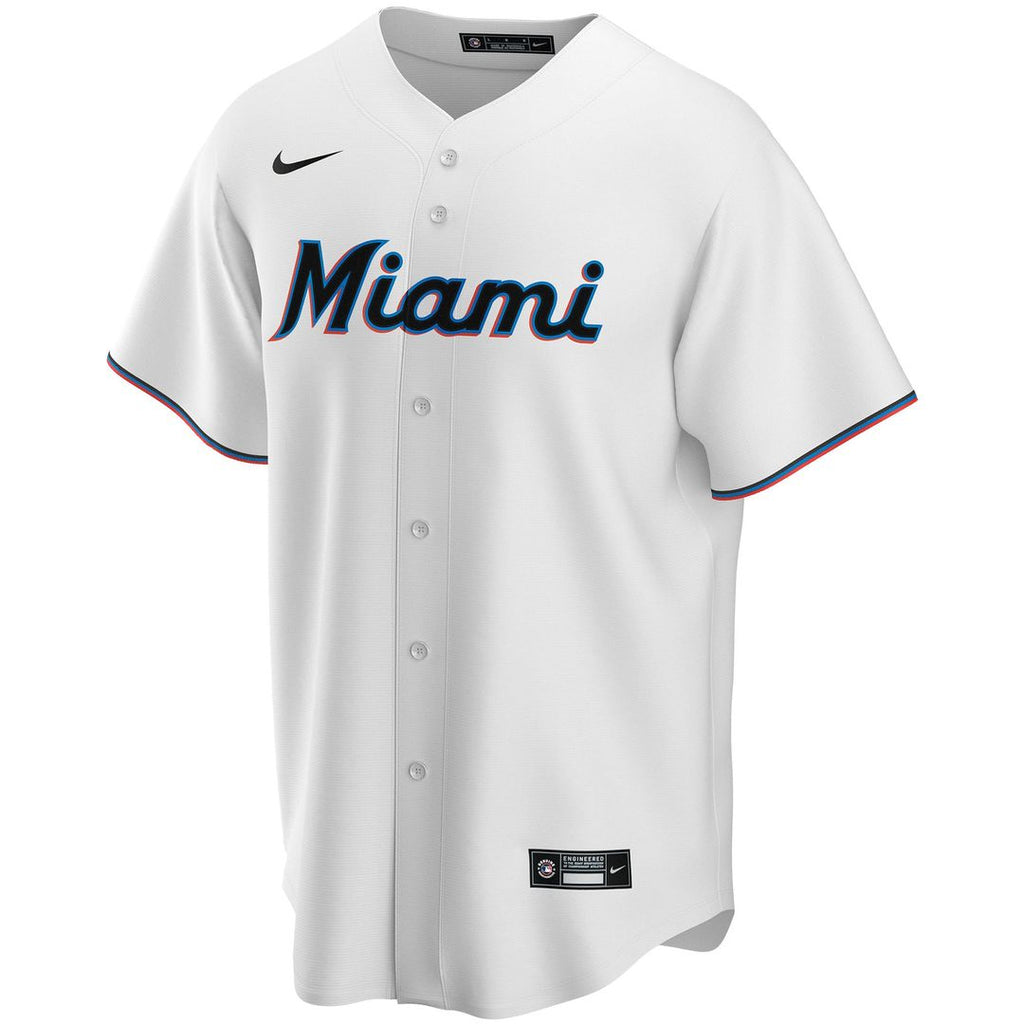 Miami Marlins Nike White Home Replica Custom Jersey product image 2, provided for visual reference and product detail review
