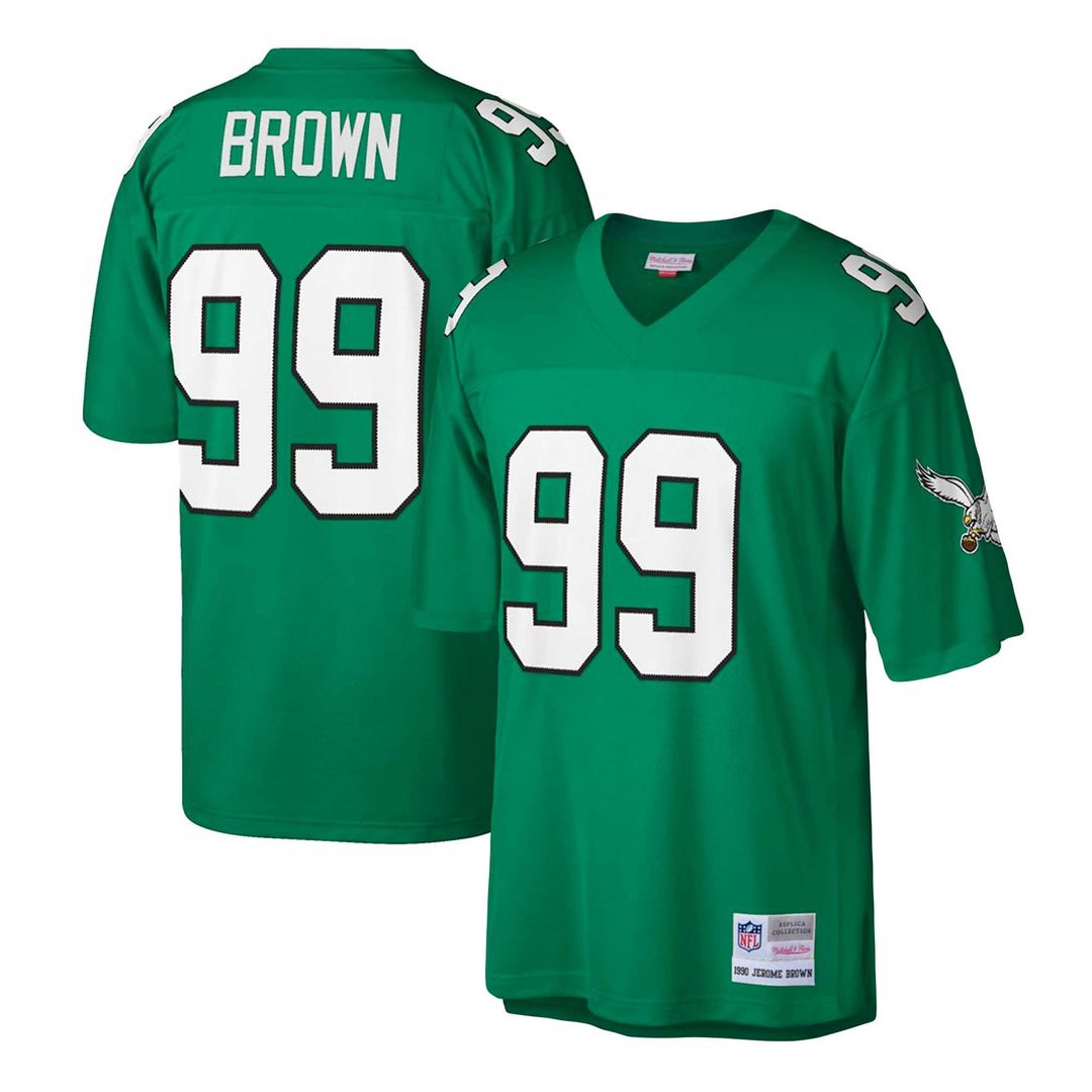 Philadelphia Eagles Jerome Brown Mitchell & Ness Kelly Green Big & Tall 1990 Retired Player Replica Jersey product image 1,