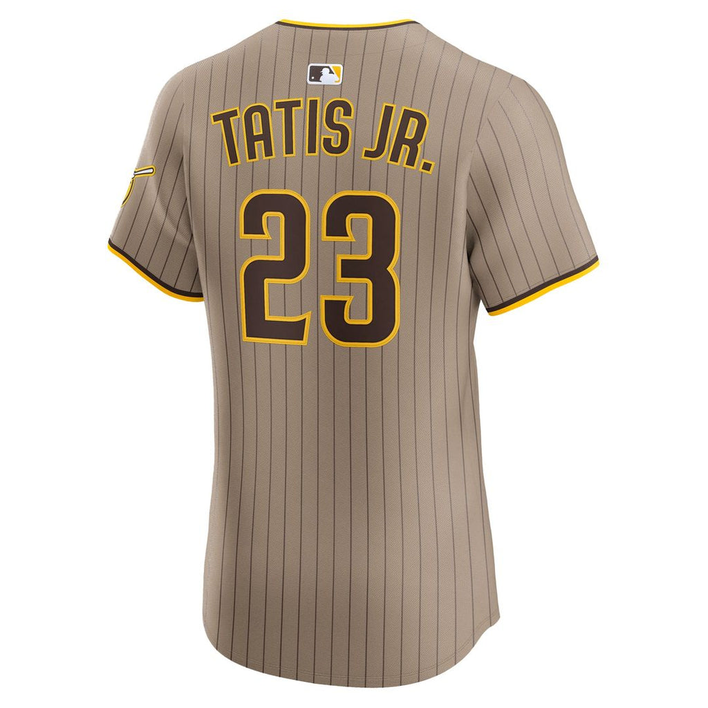 San Diego Padres Fernando Tatis Jr. Nike Khaki Sand Elite Jersey product image 3, provided for visual reference and product