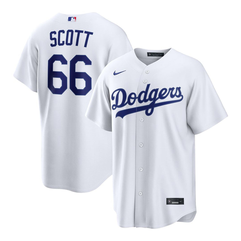 Los Angeles Dodgers Tanner Scott Nike White Home Replica Jersey product image 1, provided for visual reference and product